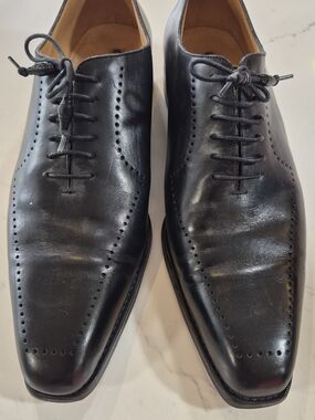 Canali Black Leather Oxford Dress Shoes